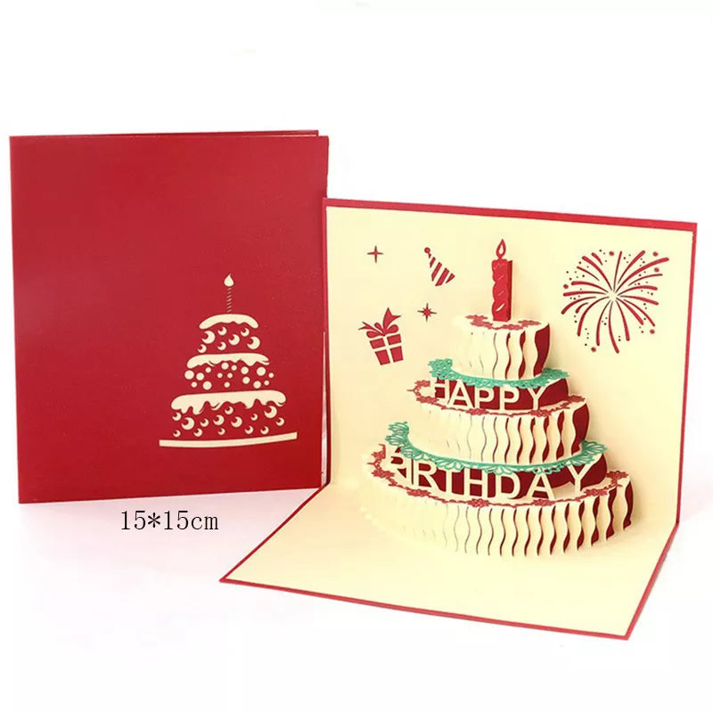 3D Pop Up Greeting Cards With Envelope Laser Cut Post Card For Birthday.