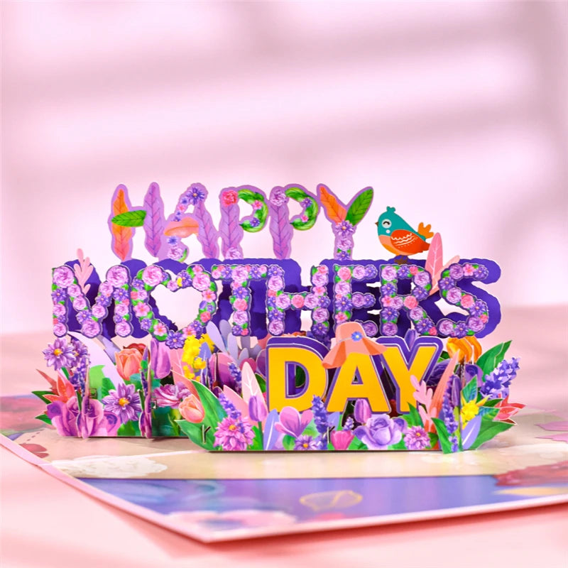 Flowers 3D Pop Up Thinking of you Mothers Day Greeting Cards  for Mom