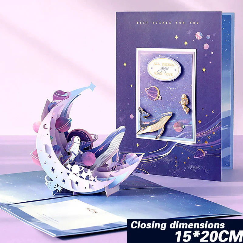 New Romantic style Birthday Christmas Card 3D Pop-up Greeting Cards