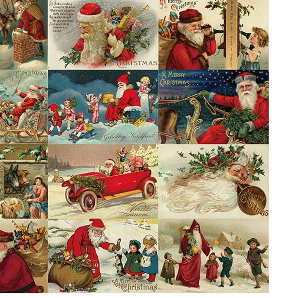 Vintage Christmas Greeting Cards Different Holiday Festival Element