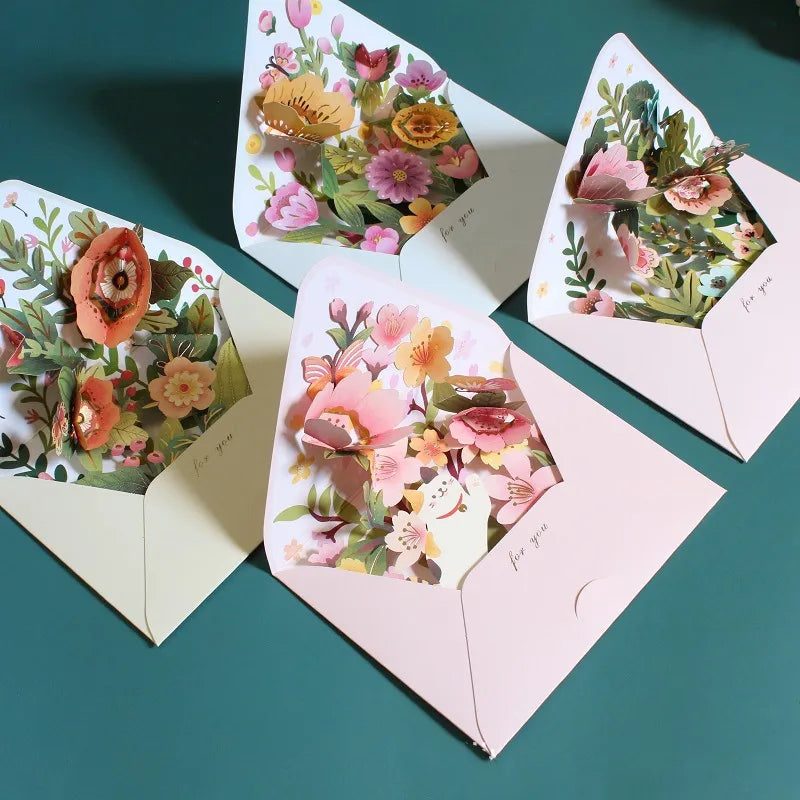 New Romantic Flower Birthday3D Pop-up Greeting Cards.