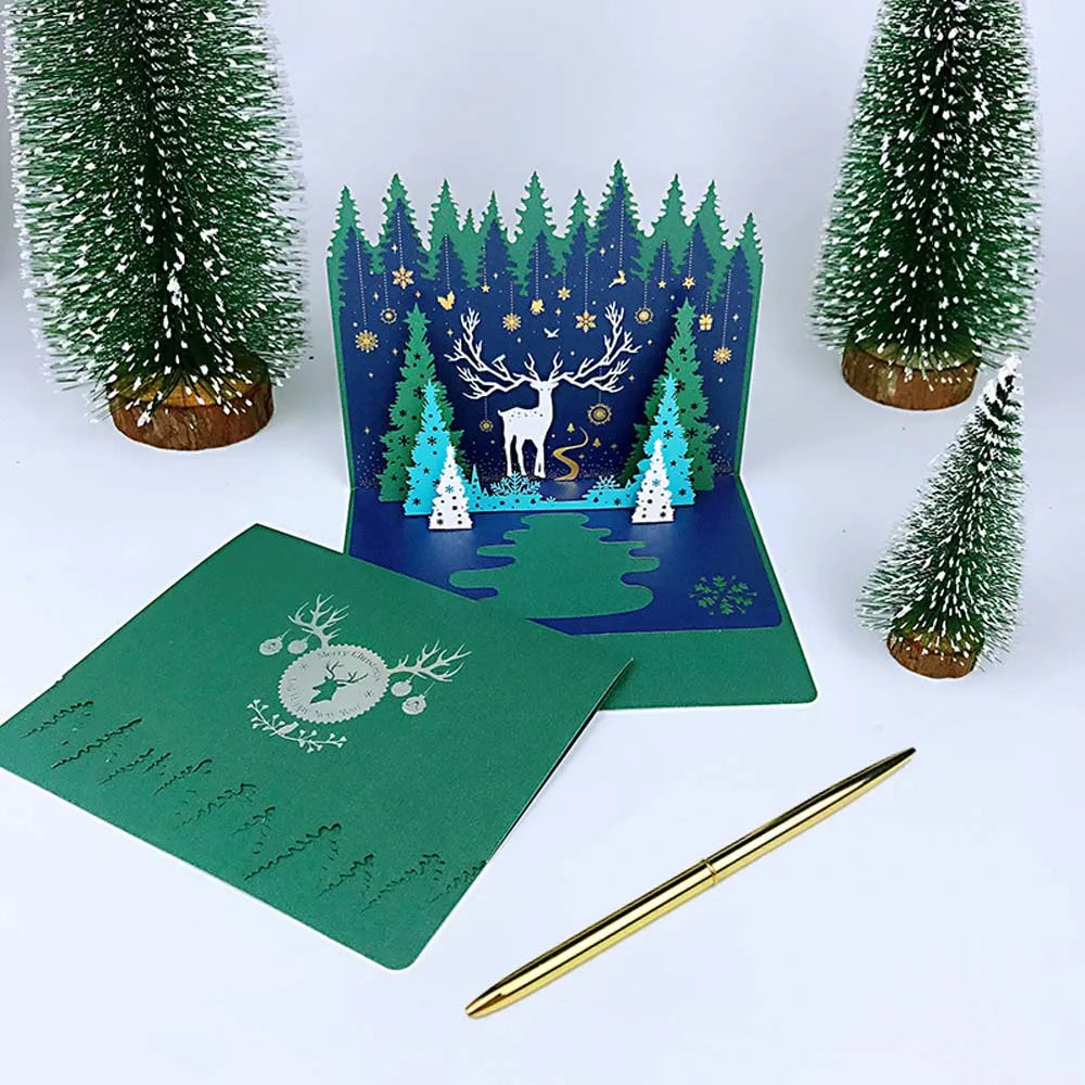 Christmas Tree 3D Pop-Up Card Holiday Sparkling Fantasy Greeting Card